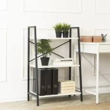 Стелаж для дому та офісу MEBEL ELITE DROM 97х64х31см МДФ білий металевий чорний каркас Етажерка Стелаж для дому та офісу MEBEL ELITE DROM 97х64х31см МДФ білий металевий чорний каркас Етажерка