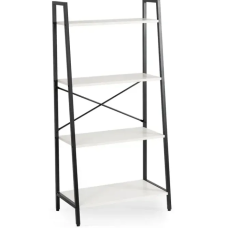Стелаж для дому та офісу MEBEL ELITE DROM 131х64х34см МДФ білий металевий чорний каркас Етажерка на 4 полиці Стелаж для дому та офісу MEBEL ELITE DROM 131х64х34см МДФ білий металевий чорний каркас Етажерка на 4 полиці