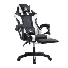 Ігрове комп'ютерне крісло для геймерів та роботи для дому EC GAMING 2806 Чорно-біле обшите екошкірою та з підставкою для ніг Ігрове комп'ютерне крісло для геймерів та роботи для дому EC GAMING 2806 Чорно-біле обшите екошкірою та з підставкою для ніг