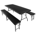 Набір садових меблів садовий розкладний стіл 180 см + 2 лавки сталь пластик DROM Чорний Набір садових меблів садовий розкладний стіл 180 см + 2 лавки сталь пластик DROM Чорний