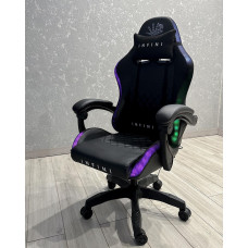 Геймерське крісло комп'ютерне ігрове крісло для геймерів Infini F150 з LED підсвіткою Чорне крісло для роботи та дому