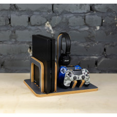Підставка для приставки PS4 та PS5 DROM підставка для джойстиків та аксесуарів графітова підставка для навушників
