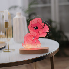 Нічник дитячий з акрилу 3D LED Рожевий єдиноріг 14/15см сенсорна кнопка увімкнення дерев'яна основа живлення від розетки та павербанку Нічник дитячий з акрилу 3D LED Рожевий єдиноріг 14/15см сенсорна кнопка увімкнення дерев'яна основа живлення від розетки та павербанку
