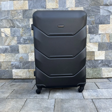 Валіза дорожня на колесах велика 92л Wings 147L Чорна з ABS Plus пластик кодовий замок TSA та телескопічна ручка 