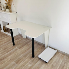 Стіл геймерський комп'ютерний ігровий DROM Lite White + підставка під ПК на колесах Стіл геймерський комп'ютерний ігровий DROM Lite White + підставка під ПК на колесах