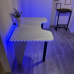 Стіл комп'ютерний геймерський ігровий DROM Lite White  + LED RGB підсвічування з пультом
