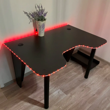 Стіл з LED RGB підсвічуванням комп'ютерний геймерський ігровий DROM Lite Black + підставка під ПК Стіл з LED RGB підсвічуванням комп'ютерний геймерський ігровий DROM Lite Black + підставка під ПК