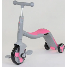 Дитячий самокат беговел велосипед трансформер 3в1 Best Scooter 60190 Підсвічування і музика Сірий з рожевим Дитячий самокат беговел велосипед трансформер 3в1 Best Scooter 60190 Підсвічування і музика Сірий з рожевим