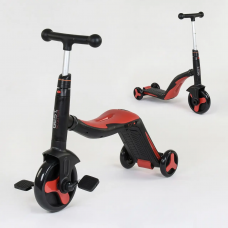 Дитячий самокат беговел велосипед трансформер 3в1 Best Scooter 28828 Підсвічування і музика чорно-червоний Дитячий самокат беговел велосипед трансформер 3в1 Best Scooter 28828 Підсвічування і музика чорно-червоний